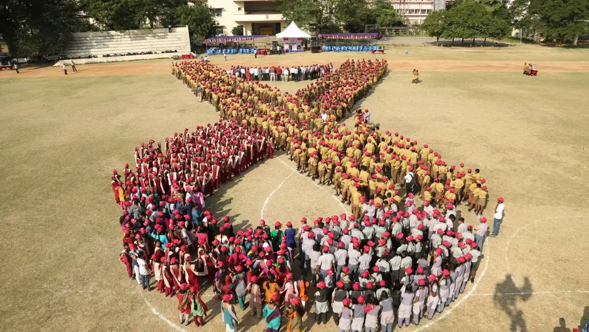 World Cancer Day Ribbon Formation